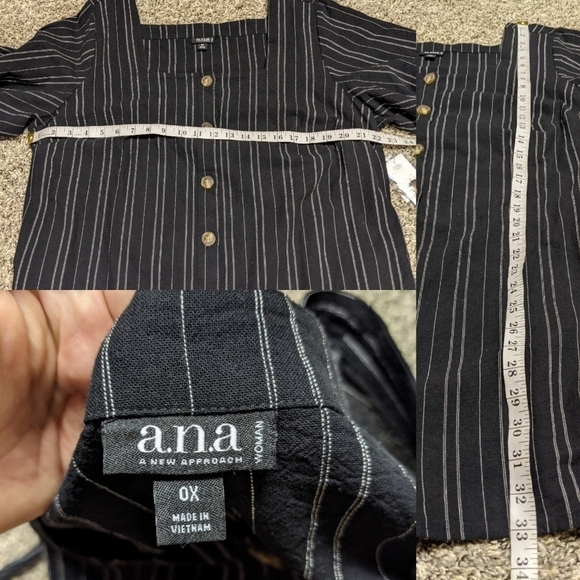 ✨3/$15 NWT A.N.A black white button up tunic top 0X - Picture 5 of 8